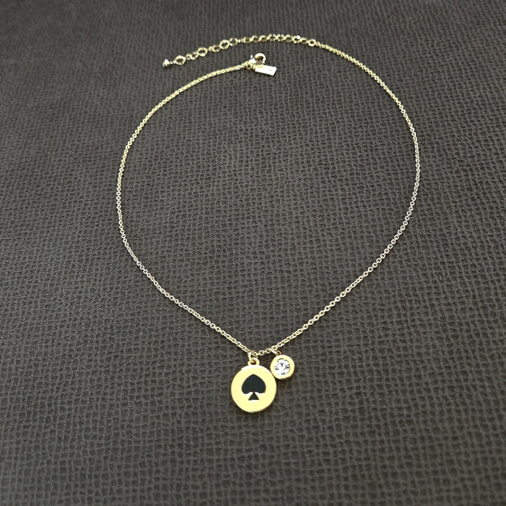 Kate Spade♠️ "Spot The Spade" Double✌️ Pendant Necklace - NIB - Picture 4 of 16
